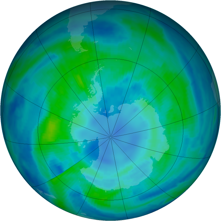 Antarctic ozone map for 08 April 1997